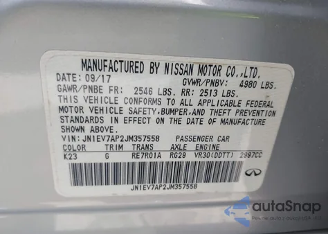 2018 Infiniti Q50 3.0T Sport из США, поврежденный, VIN JN1EV7AP2JM357558